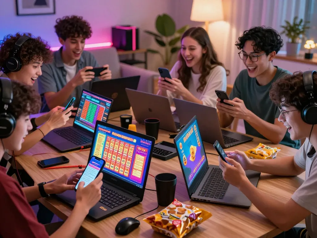 Togel Hongkong players eagerly checking results on their devices in an engaging gaming environment.
