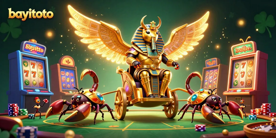 Experience high-stakes gaming at bayitoto with rich visuals of slot machines and poker scenes.
