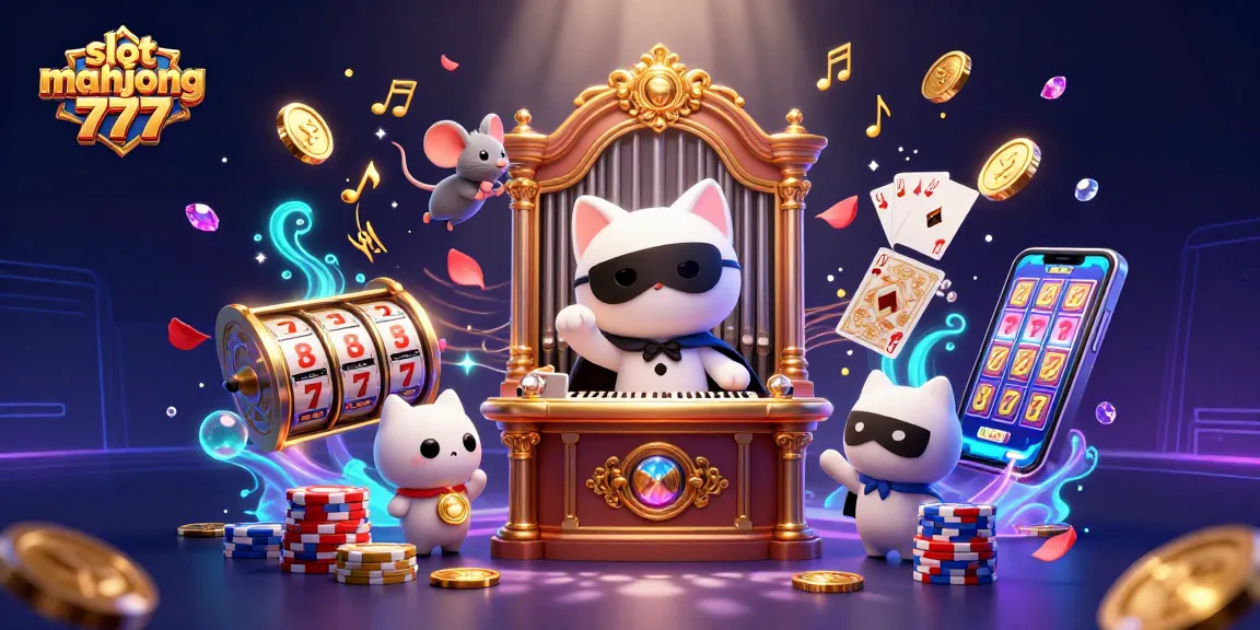 Engage with slot mahjong 777 through an energetic 3D scene of jackpots, vibrant casino elements, and colorful characters.