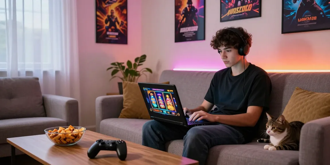Engaging online gaming scene featuring link raja328 with a cozy home setup.