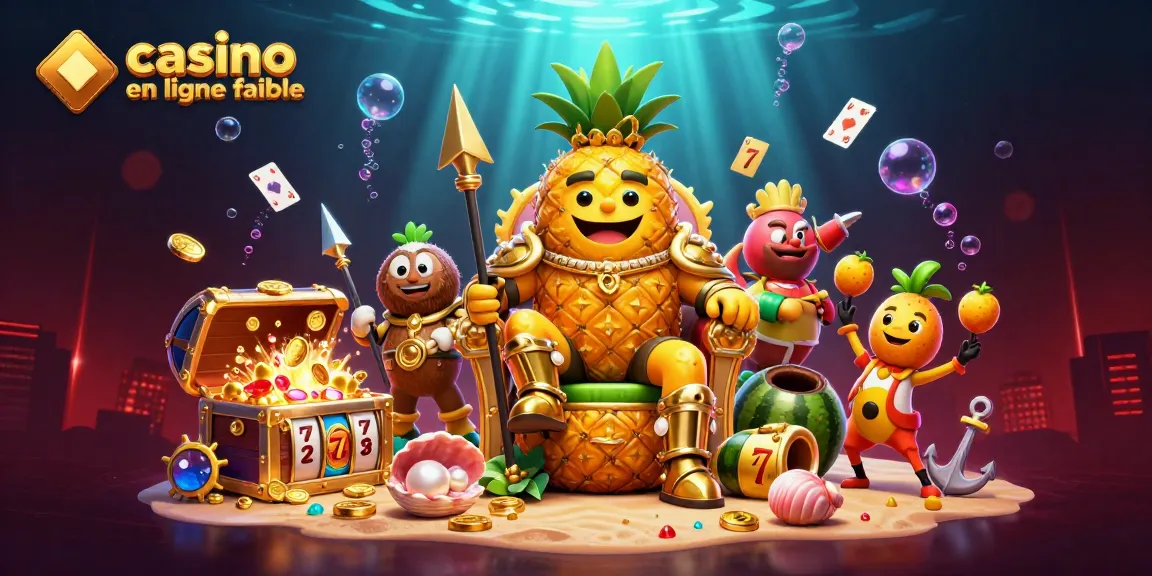 Plongez dans le monde des jeux avec le casino en ligne fiable, illustré par un roi ananas et ses gardes.