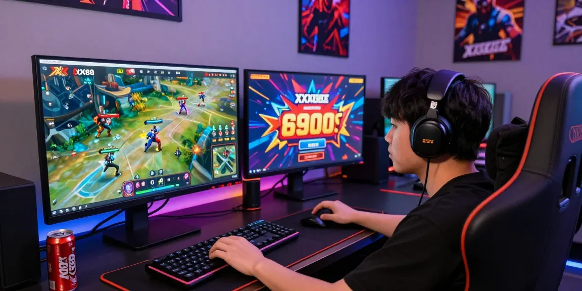 Excited player enjoying a competitive game on the XX88 platform, showcasing vibrant interface and promotional graphics.