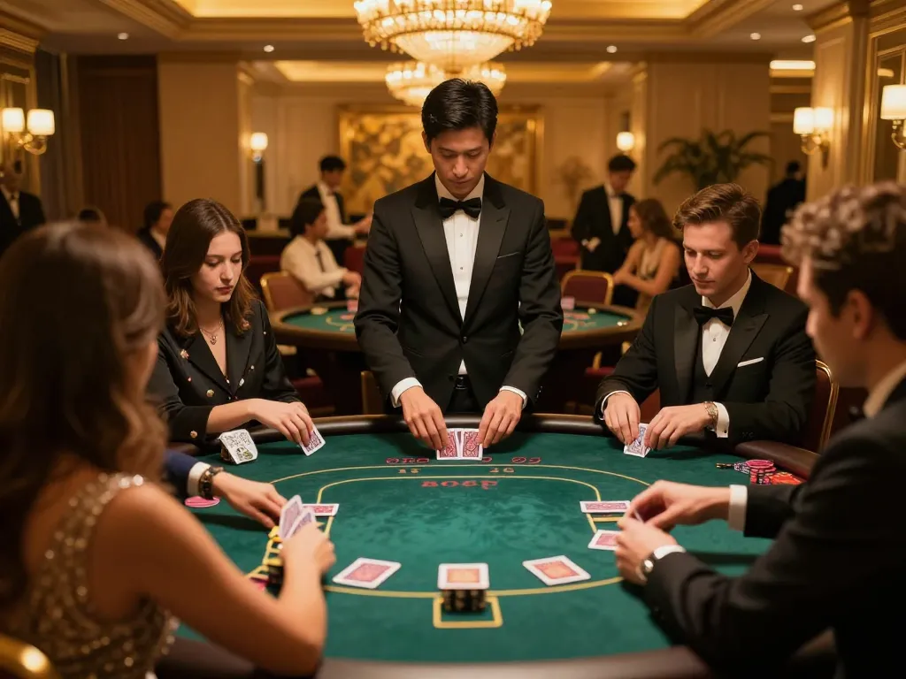 Experience thrilling poker at TV 88's luxury casino venue with players in action.
