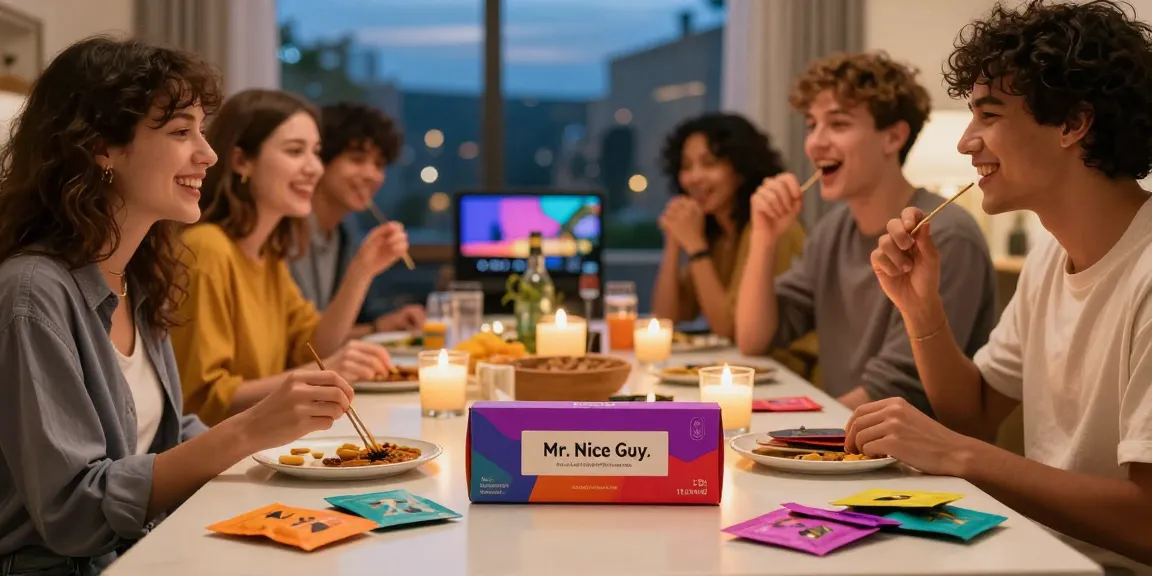 Experience the joy of buy-mr-nice-guy-herbal-incense-1-5g at a vibrant home party.