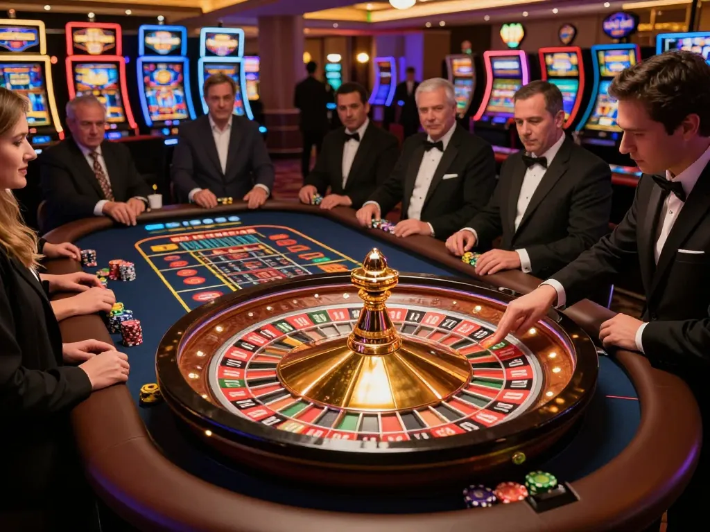 Players engaging in a thrilling roulette game at 888VND casino, anticipating their next big win.