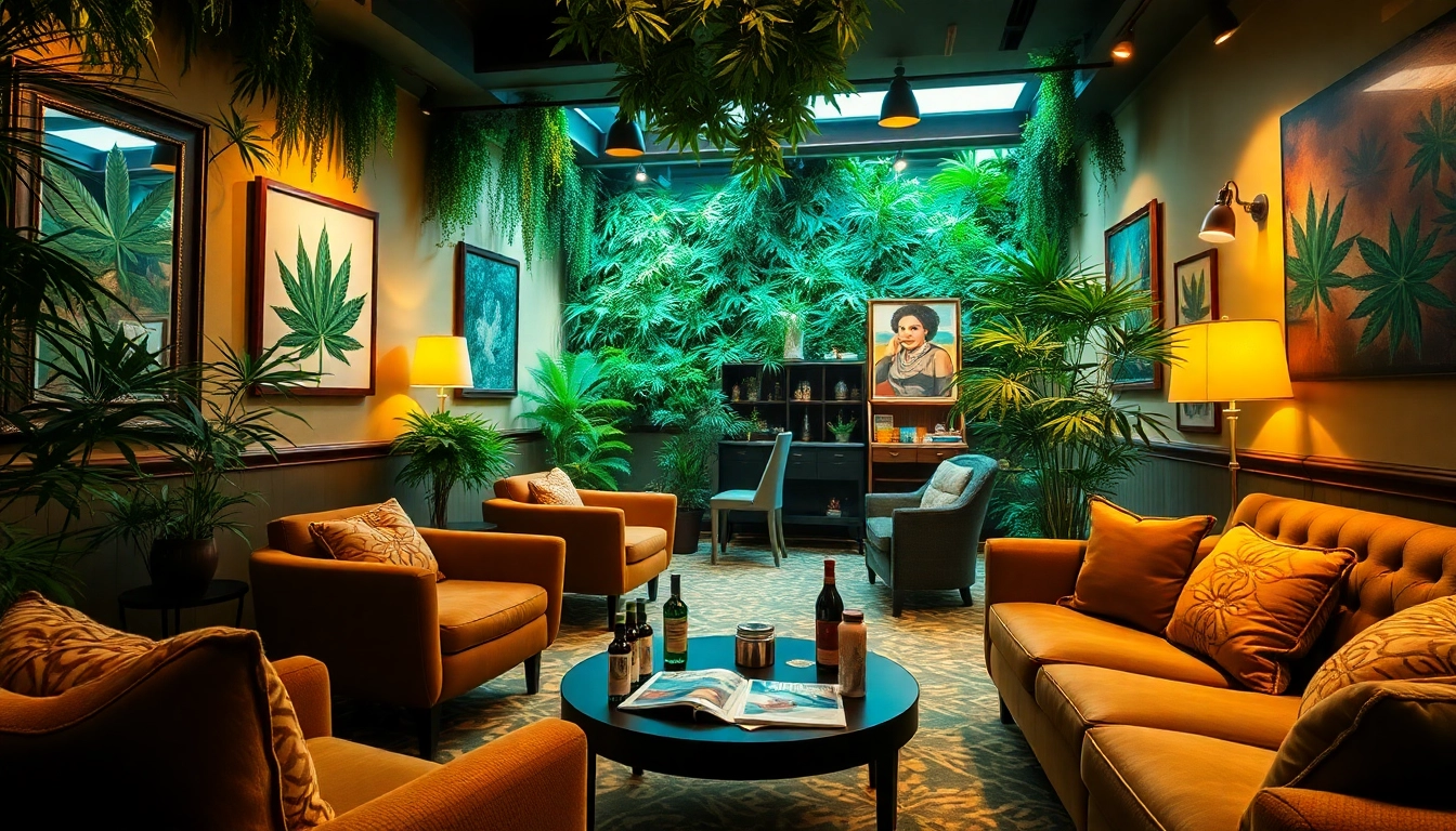 Weed Club Madrid inviting environment with cozy seating and natural lighting.