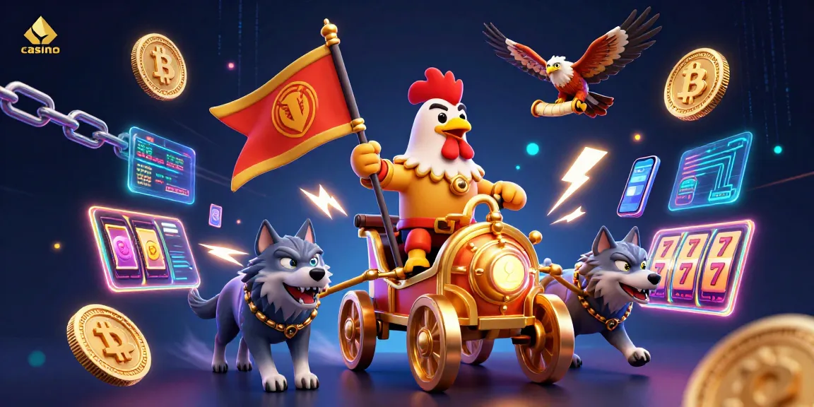 Engage with the casino adventure featuring a rooster warlord and crypto elements for players.