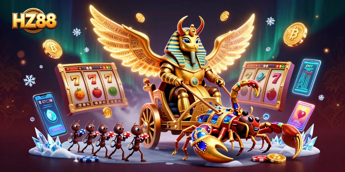 Join the fun at HZ88 with vivid casino experiences featuring a golden scarab and electrifying game elements!