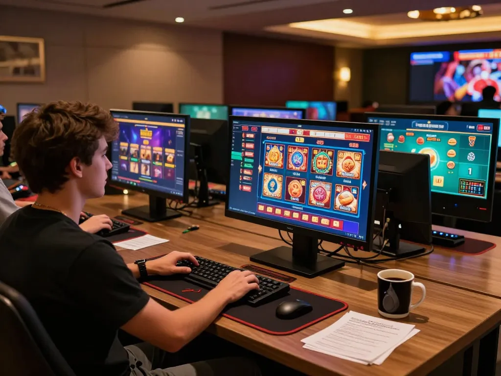 Experience thrilling gameplay on qh88go with various online casino games displayed on multiple screens.