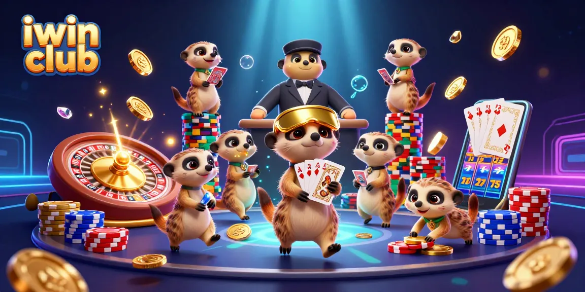 Experience thrilling action at iwin club with cartoon meerkats engaging in vibrant casino games.