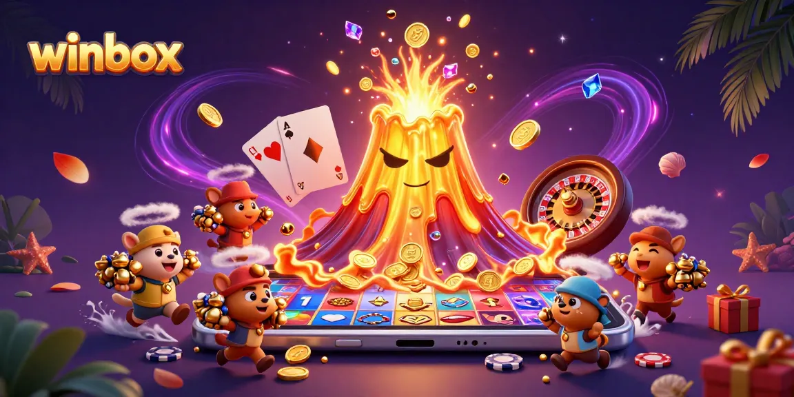 Winbox brings luck with its exciting slot games featured alongside a triumphant golden volcano.