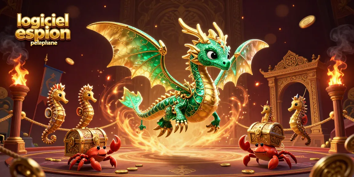 Utilisez le logiciel espion téléphone pour identifier des menaces numériques tout en jouant, affichez des crabes et un dragon élégant.