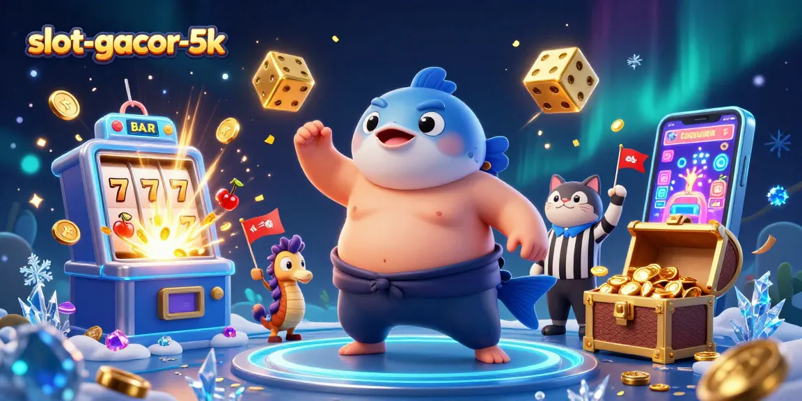 Experience vibrant slot-gacor-5k action with colorful game symbols in a dynamic casino scene.